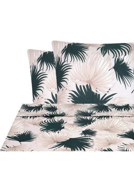 Sábana encimera de satén Aloha, Multicolor, beige, Cama 180/200 cm (270 x 270 cm)