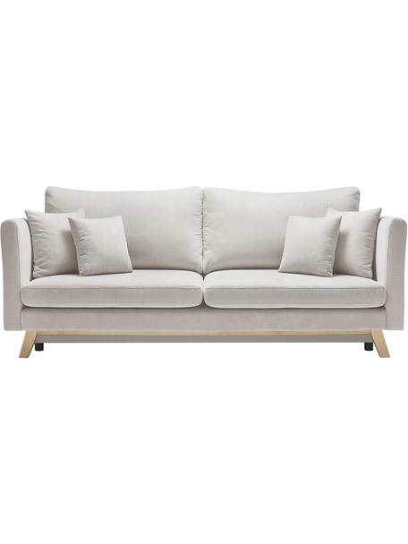 Sofa rozkładana z miejscem do przechowywania Triplo (3-osobowa), Tapicerka: 100% poliester, w dotyku , Nogi: metal lakierowany, Beżowa tkanina, S 216 x G 105 cm