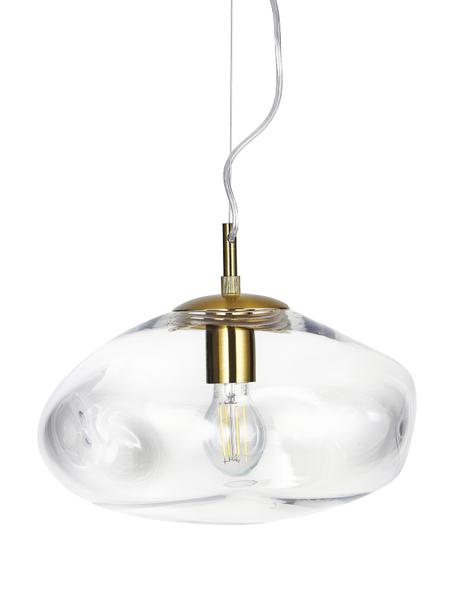 Hanglamp Amora, Lampenkap: glas, Frame: geborsteld metaal, Transparant, messingkleurig, Ø 35 x H 20 cm