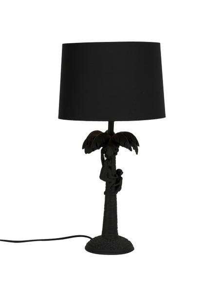 Große Tischlampe Coconut, Lampenschirm: Baumwolle, Lampenfuß: Kunststoff, Schwarz, Ø 31 x H 58 cm