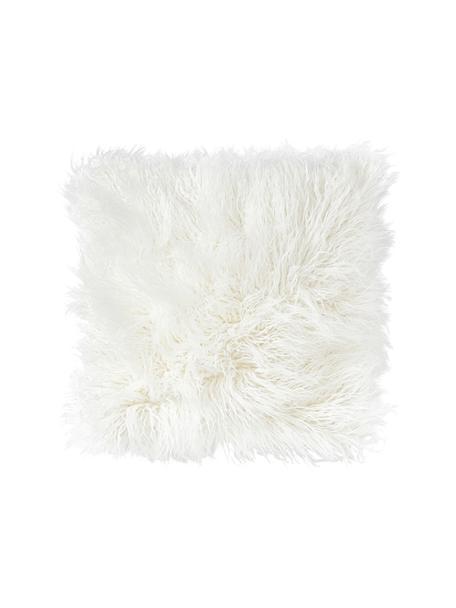Flauschige Kunstfell-Kissenhülle Morten, gelockt, Vorderseite: 67% Acryl, 33% Polyester, Rückseite: 100% Polyester, Cremeweiß, B 40 x L 40 cm