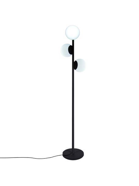 Dimbare outdoor Vloerlamp Globy met stekker, Lampvoet: gecoat aluminium, Zwart, wit, Ø 42 x H 175 cm