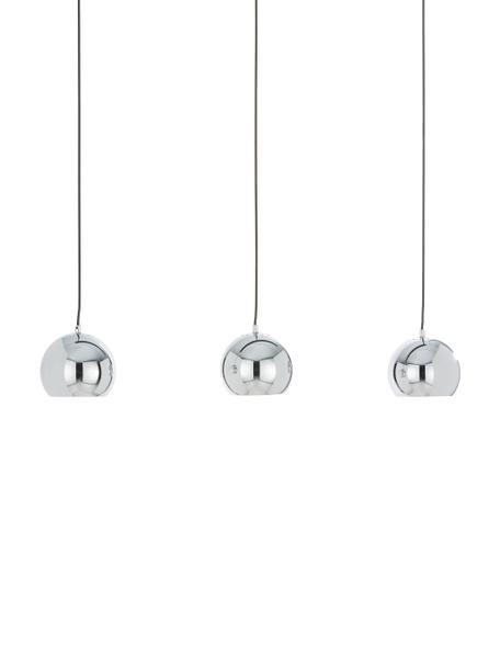 Grote hanglamp met bollen Ball in chroomkleur, Baldakijn: gelakt metaal, Chroomkleurig, hoogglans, zwart, mat, B 100  x H 18 cm