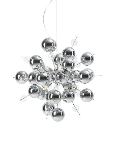 Grote hanglamp Explosion met glazen bollen, Baldakijn: verchroomd metaal, Chroomkleurig, Ø 65 cm