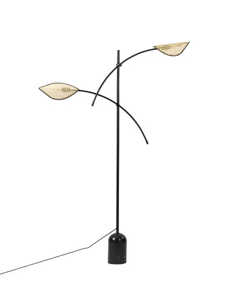 Lampa podłogowa z plecionki wiedeńskiej Freja, Czarny, jasny brązowy, S 100 x W 160 cm
