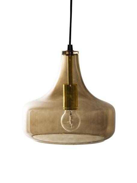Kleine hanglamp Yuser van gekleurd glas, Lampenkap: glas, Decoratie: gecoat metaal, Amberkleurig, Ø 26 x H 23 cm