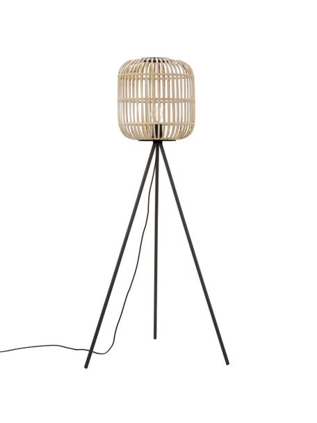 Lampadaire trépied Bordesley, Noir, brun clair, Ø 35 x haut. 139 cm