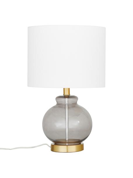 Lampada da tavolo con base in vetro Natty, Paralume: tessuto, Base della lampada: vetro, Bianco, grigio chiaro, Ø 31 x Alt. 48 cm