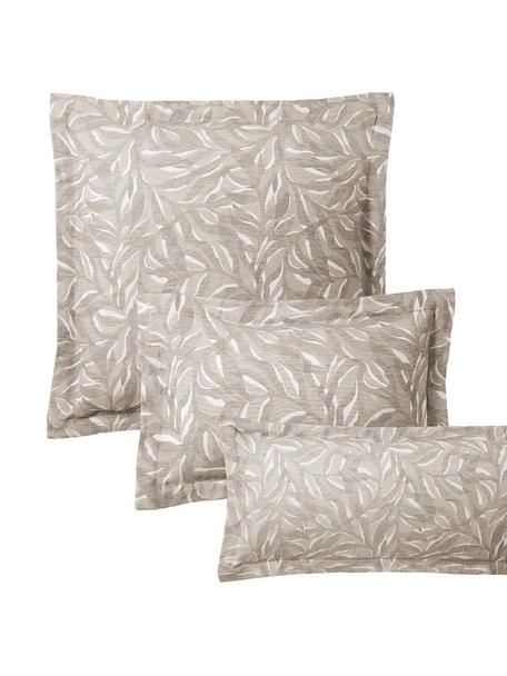 Jacquard Baumwoll-Leinen-Kopfkissenbezug Amita, Webart: Perkal Fadendichte 260 TC, Taupe, B 40 x L 80 cm