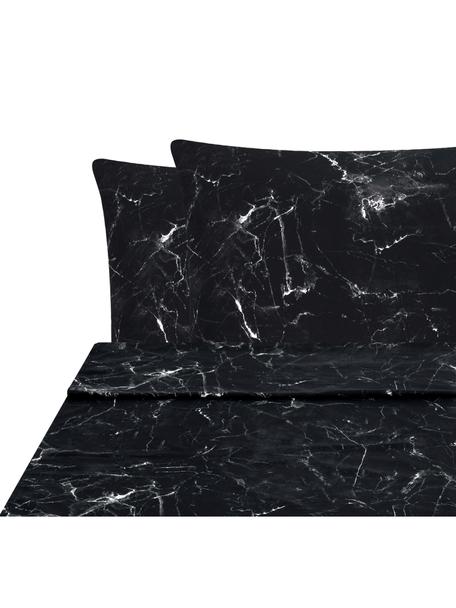 Sábana encimera Malin, Mármol negro, Cama 90 cm (160 x 270 cm)
