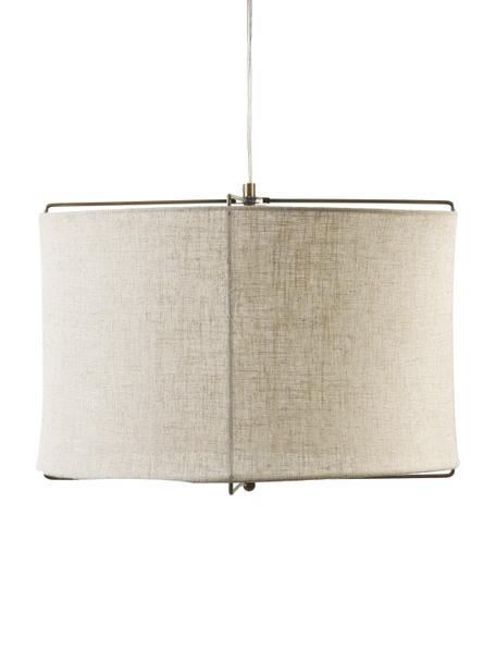 Lampada a sospensione in lino Clouds, Paralume: lino, Struttura: metallo ottonato, Baldacchino: metallo ottonato, Beige, Ø 50 x Alt. 29 cm