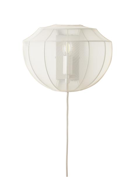 Wandlamp Beau van netstof met stekker, Lampenkap: textiel, Baldakijn: gepoedercoat metaal, Crèmekleurig, B 30 x L 200 cm