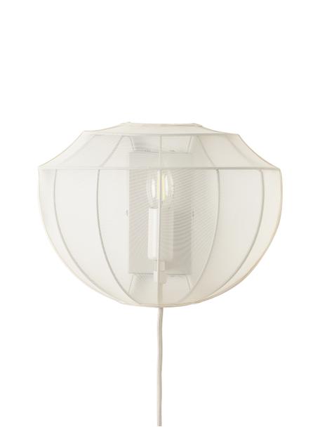Lampada da parete in tessuto a rete con presa Beau, Paralume: tessuto, Struttura: metallo verniciato a polv, Baldacchino: metallo verniciato a polv, Bianco crema, Larg. 30 x Alt. 22 cm