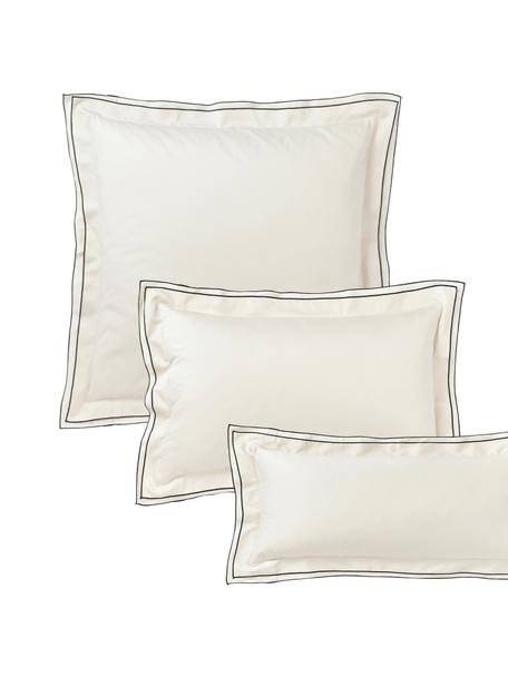 Taie d'oreiller en satin de coton Carlotta, Blanc crème, noir, larg. 50 x long. 70 cm