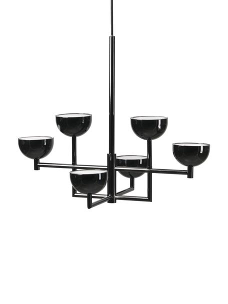 Große LED-Pendelleuchte Paula, Baldachin: Metall, vernickelt, Schwarz, B 55 x H 49 cm