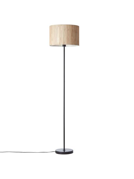 Stojací lampa z mořské trávy Wimea, Světle hnědá, černá, Ø 38 cm, V 162 cm