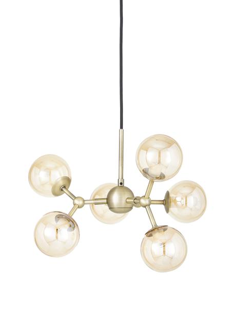 Design Pendelleuchte Atom aus Glas, Lampenschirm: Glas, Baldachin: Kunststoff, Messingfarben, Bernsteinfarben, Ø 45 x H 18 cm