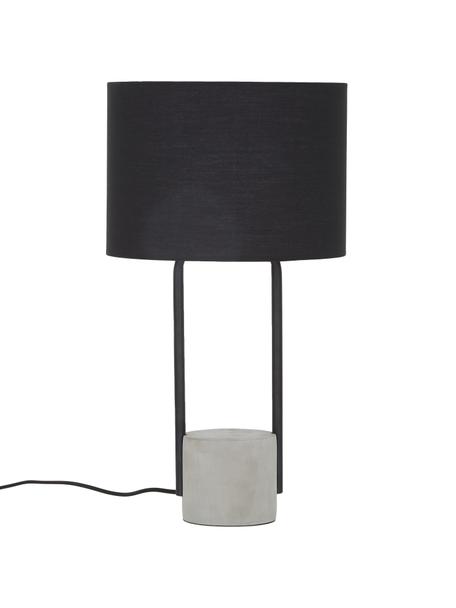Lámpara de mesa de cemento Pipero, Pantalla: tela, Cable: cubierto en tela, Negro, gris, Ø 28 x Al 51 cm