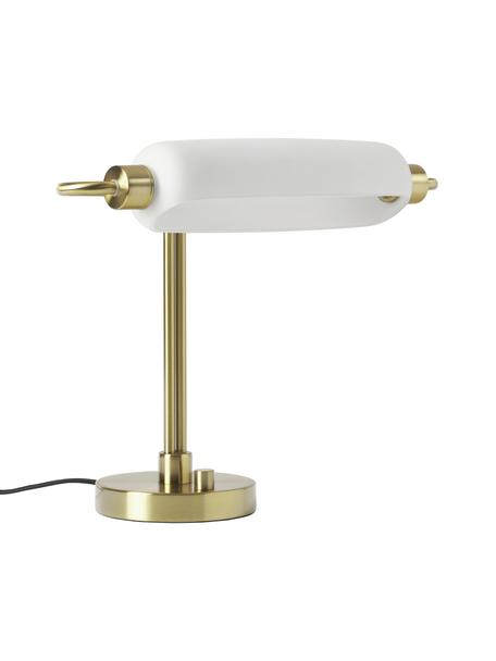 Lampada da tavolo a LED con finitura ottonata Tate, Paralume: vetro opale, Oro,bianco, Larg. 44 x Alt. 51 cm