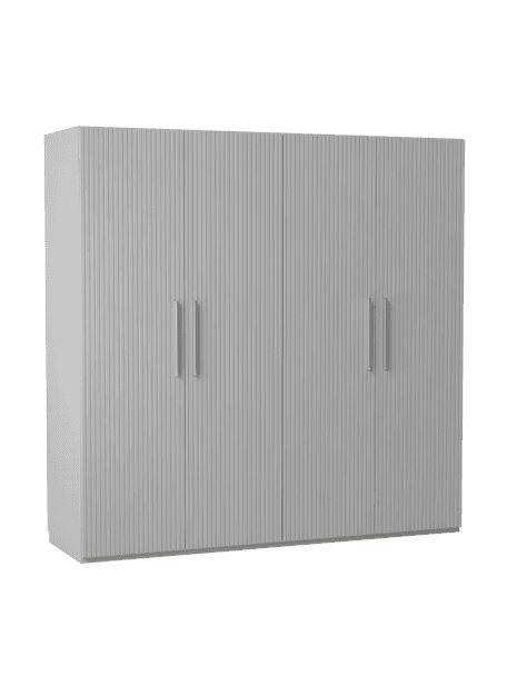 Szafa modułowa Simone, 4-drzwiowa, różne warianty, Korpus: płyta wiórowa pokryta mel, Szary, W 200 cm, Basic