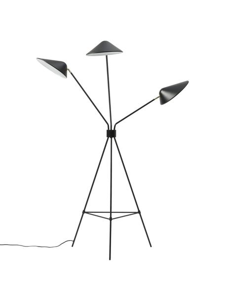 Neron driepoot vloerlamp in zwart, Lampenkap: gepoedercoat metaal, Decoratie: vermessingd metaal, Zwart, B 103 x H 170 cm