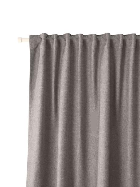 Rideau opaque avec ruflette multiple Jensen, 2 pièces, 95 % polyester, 5 % nylon, Gris, larg. 130 x long. 260 cm