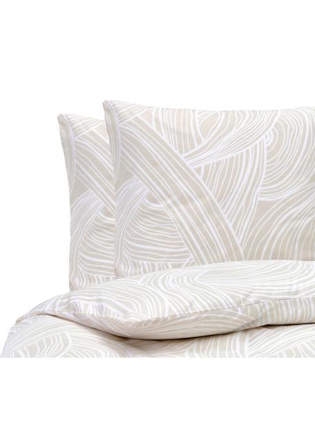 Pościel z bawełny Korey, Beżowy, biały, 240 x 220 cm + 2 poduszki 80 x 80 cm