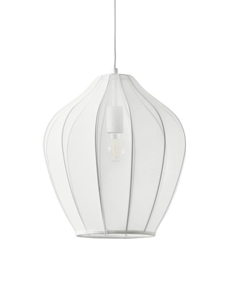 Hanglamp Beau van netstof in wit, Lampenkap: textiel, Baldakijn: gepoedercoat metaal, Wit, Ø 38 x H 42 cm