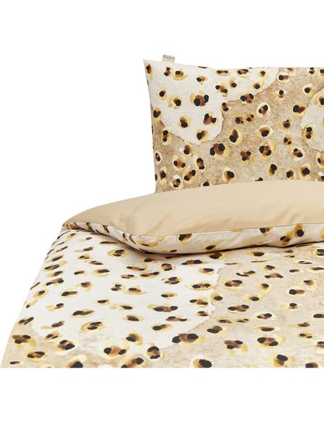 Dubbelzijdige renforcé dekbedovertrek Wild Animal, Weeftechniek: renforcé, Beige- en bruintinten, 200 x 220 cm + 2 kussenhoezen 60 x 70 cm