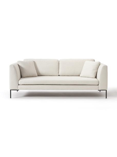 Sofa Emma (3-Sitzer) mit Metall-Füßen, Bezug: Polyester 100.000 Scheuer, Gestell: Massives Kiefernholz, FSC, Füße: Metall, pulverbeschichtet, Webstoff Cremeweiß, B 227 x T 100 cm