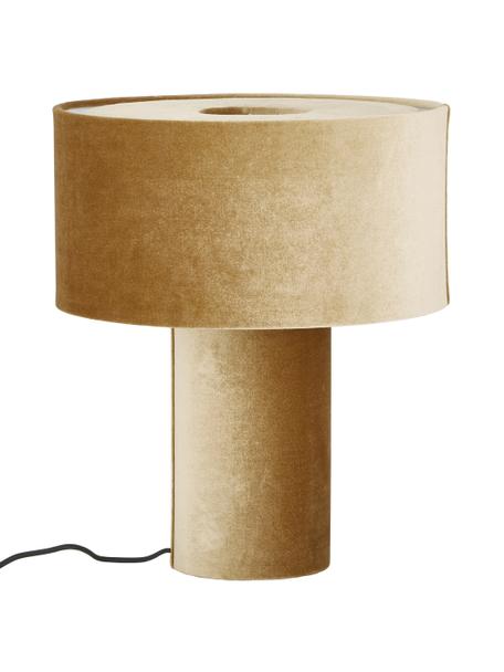 Lampe à poser en velours Ron, Velours jaune moutarde, Ø 30 x haut. 35 cm