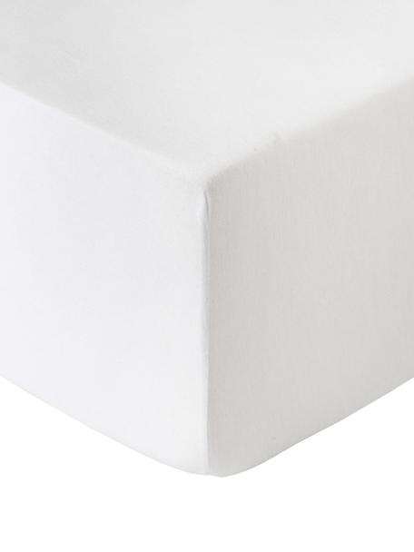Drap-housse en flanelle pour sommier tapissier Biba, Blanc, larg. 90 x long. 200 cm