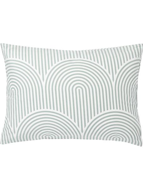 Funda de almohada de algodón Arcs, Verde, blanco, An 45 x L 110 cm