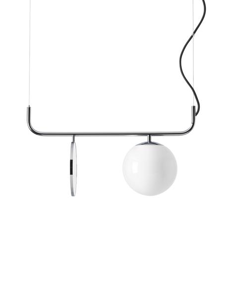 Závesná lampa so sklenenými guľôčkami Mond, Biela, odtiene chrómovej, Ø 20 x V 64 cm