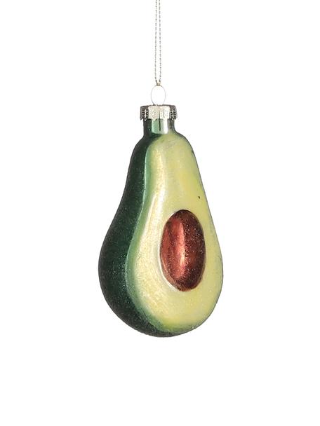 Ozdoba na stromček Avocado, V 10 cm, Sklo, Zelená, hnedá, Š 5 x V 10 cm