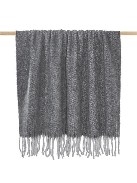 Plaid Verlee met franjes, 100% polyester, Grijs, B 130 x L 170 cm