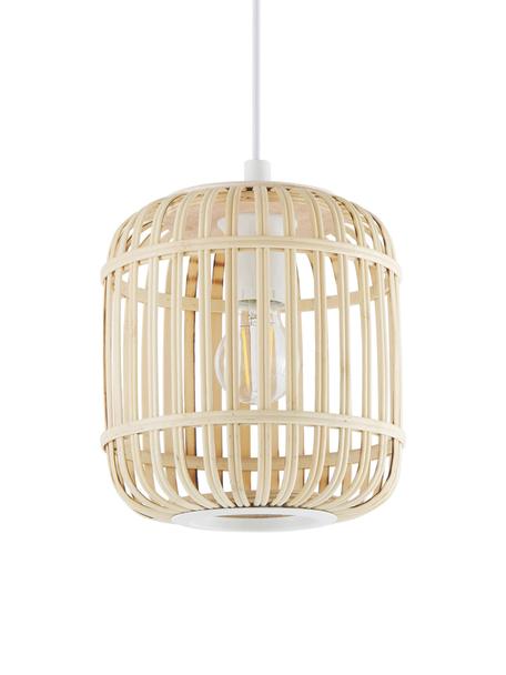 Lámpara de techo pequeña de bambú Adam, Pantalla: bambú, madera, Anclaje: metal con pintura en polv, Estructura: metal con pintura en polv, Cable: plástico, Blanco, marrón claro, Ø 21 x Al 24 cm