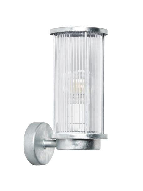 Outdoor wandlamp Linton, Diffuser: kunststof, Zilverkleurig, Ø 13 x H 30 cm