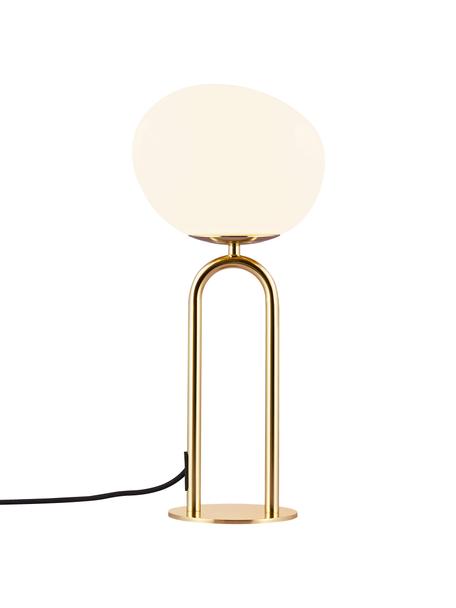 Tischlampe Shapes aus Opalglas, Lampenschirm: Opalglas, mundgeblasen, Weiß, Messingfarben, Ø 22 x H 47 cm