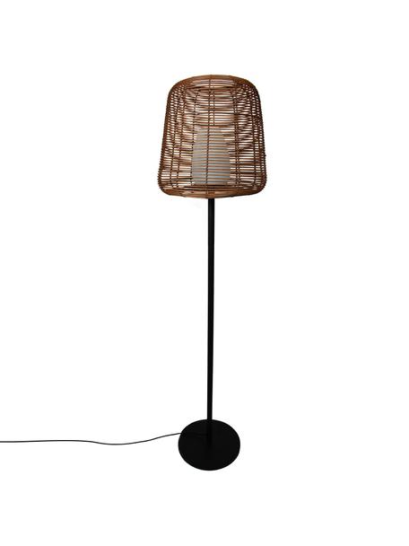 Dimmbare Outdoor Stehlampe Boheme mit Stecker, Lampenschirm: Polyrattan, Lampenfuß: Metall, beschichtet, Braun, Schwarz, Weiß, Ø 40 x H 154 cm