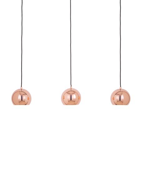 Lampada a sospensione grande con sfere Ball, Paralume: metallo ramato, Baldacchino: metallo verniciato, Ramato, nero, Larg. 100 x Alt. 18 cm