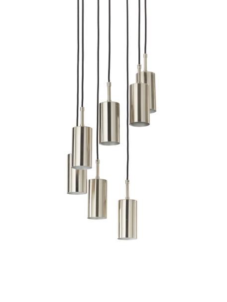 Cluster hanglamp Arvo, Lampenkap: verchroomd metaal, Baldakijn: verchroomd metaal, Chroomkleurig, Ø 38 x H 120 cm