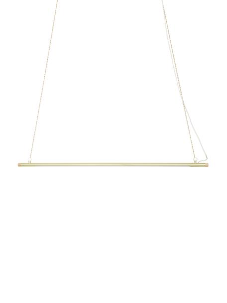Grote LED hanglamp Lumina met houten decoratie, Lampenkap: gelakt metaal, Baldakijn: gelakt metaal, Messingkleurig, 124 x 2 cm