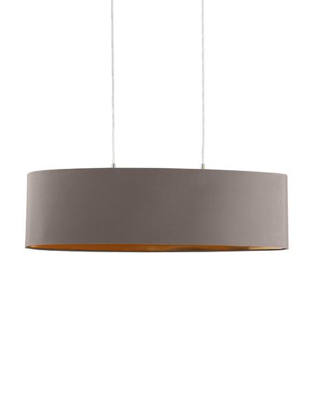 Ovale hanglamp Jamie, Baldakijn: vernikkeld metaal, Fitting: vernikkeld metaal, Grijs, goudkleurig, B 78 x H 22 cm