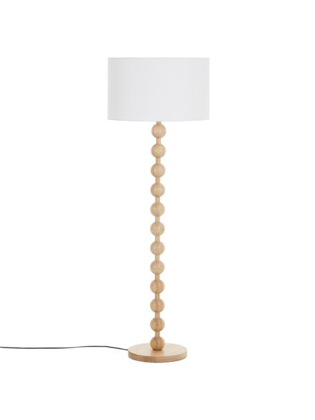 Lámpara de pie de madera Shona, Pantalla: tela, Cable: plástico, Blanco, fresno, Ø 50 x Al 149 cm