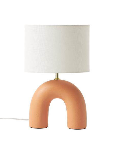 Lampa stołowa z ceramiczną podstawą Wesley, Stelaż: metal powlekany, Biały, brązowy, Ø 43 x W 42 cm