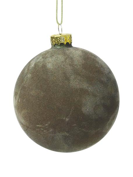 Boules de Noël Alcan, 3 pièces, Verre, velours de polyester, Vert, Ø 8 x haut. 8 cm
