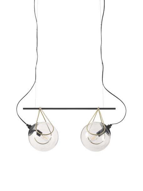 Glaskugel Pendelleuchte Drea, Schwarz, Messingfarben, Ø 18 x H 150 cm