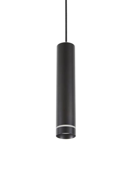 Kleine moderne hanglamp Esca, Lampenkap: gecoat aluminium, Diffuser: acrylglas, Baldakijn: gecoat aluminium, Zwart, Ø 6 x H 30 cm