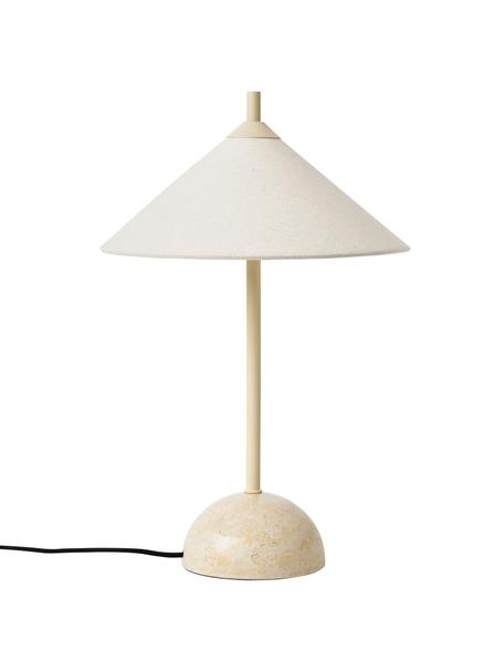 Tischlampe Vica mit Marmorfuß, Lampenschirm: Leinen (100 % Polyester), Lampenfuß: Marmor, Beige, marmoriert, Ø 31 x H 48 cm